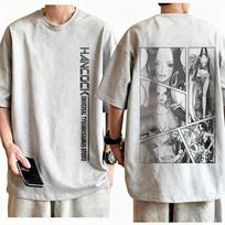 One Piece Boa Hancock TShirt Unisex Harajuku Anime Graphic Print Crew Neck Pure Cotton Fashion Streetwear Tops For Men Women 3XL gray