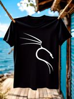 Kali Linux Graphic Tshirt Black with White Linux Logo L white