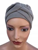 Turban Damski Sara Beige Grey Czapka Z Bawełny Także Po Chemioterapii gray