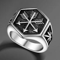 Adjustable Wide Vintage Arrow Motif Mens Ring In Antique Finish Retro Punk Statement Band Adjustable Open Band black