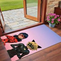 Miraculous Ladybug Print Crystal Velvet Plush Rug Anti?Slip Wear?Resistant Floor Carpet For Indoor Household Home Decoration 50cmx80cm