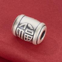 Sterling Silver 999 Luck Transfer Beads: 3D Barrel and Drum Beads for DIY Bracelet Making Sterling Silver 999 white