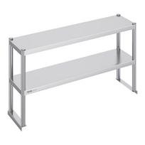 VEVOR dviguba virš lentyna, dviejų pakopų nerūdijančio plieno virš lentyna, 12 x 48 colių dvigubo denio virš lentyna 30.5 x 121.9 x 60 cm