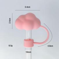10mm Stanley Thermos Cup Set: Cute Cloud Straw Cap, Silicone Protective Sleeve & Dust Cover pink