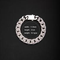 New stainless steel ceramic chain multi-color Cuban chain men's and women's hip-hop trend European and American personality fashion street white