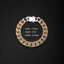 New stainless steel ceramic chain multi-color Cuban chain men's and women's hip-hop trend European and American personality fashion street beige