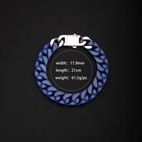 New stainless steel ceramic chain multi-color Cuban chain men's and women's hip-hop trend European and American personality fashion street blue