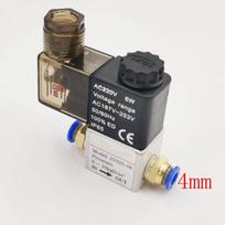 12V 24V 220V Pneumatic Electric Solenoid Valve 2 Position 2 Port Normally Closed Air Magnetic Valve 6mm 8mm Hose Barb Connection Ventilation Valves 4 PC 4mm Fittings AC220V
