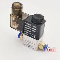 12V 24V 220V Pneumatic Electric Solenoid Valve 2 Position 2 Port Normally Closed Air Magnetic Valve 6mm 8mm Hose Barb Connection Ventilation Valves 4 PC 6mm Fittings DC24V