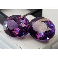 Natūralus aleksandritas, keičiantis spalvą, ovaliai pjautas, 7-8 ct pora, stulbinantis brangakmenis