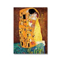 Gustavas Klimtas bučiuoja saulėgrąžas Abstraktus aliejinis paveikslas ant drobės Spausdinti Plakatas Šiuolaikinės poros meno sienos nuotraukos, skirtos svetainei Cuadros 70cm×100cm NoFrame