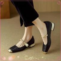 Block Heel Woman Pumps Square Toe Mary Jane Shoes for Women Chunky Heels Japanese Style Lolita Gothic Low Elegant Luxury Brand 40 black
