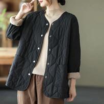 Women's Winter Cotton-padded Jacket, Short Small Padded Jacket, Large Size Retro Casual Western Style Quilted Thickening XS juoda