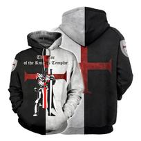 Knights Templar Armor Hoodies Striukė Crusader Cross viduramžių megztinis megztinis, pilnai spausdintas 3D vyriškas džemperis, sportinis kostiumas karnavalas XL gray