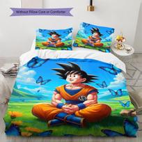 Son Goku Rašto Patalynė, Antklodės Komplektas Antklodės Užvalkalas Pagalvės Užvalkalas Namų Gimtadienio Dovana (1 * antklodės užvalkalas + 2 * pagalvės užvalkalai, be šerdies) 140x200cm blue