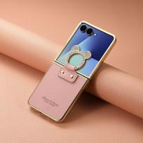 Samsung Z Flip7 deimantu dengtas telefono dėklas su Mickey piršto žiedu, skirtas Galaxy Z Flip6 MOTO Razr 60 / Razr 50 / 2025 rožinė