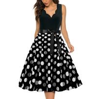 Moteriškas taškuotas vintažinis kostiumas 50-ųjų 60-ųjų Rockabilly POLKA DOT ROCK N ROLL Vakarinio vakarėlio sūpuoklinė išleistuvių suknelė L