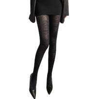 Rudens Žiemos Vintage Retro Stiliaus Moteriškos Rožių Žakardo Rašto Pėdkelnės Pusiau Skaidrios Vintage Gėlių Rašto Nailoninės Pėdkelnės Mada One Size black