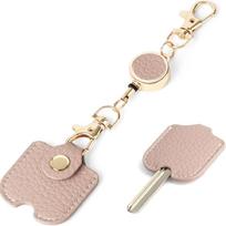 Extendable Key Chain Retractable Keychain for Women,Faux Leather Extendable Key Chain 30Cm Stretch Length Anti-Lost Key Holder with Golden Metal Clasp 1pc rožinė