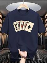 Unisex Summer Fun Poker Card Pattern Tshirt 100 Cotton Fabric Suitable For Daily Sports And Outdoor Wear Trendy And Fashionable 4XL gray