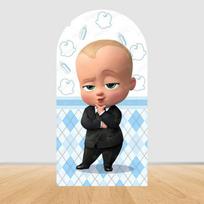 Laimingo Boss Baby gimtadienio arkos uždangalas Berniuko gimtadienio Naujagimio kūdikio krikštynų vakarėlio dekoracijos Fotografijos fono rekvizitai 4.6x7.8ft(140x240cm)