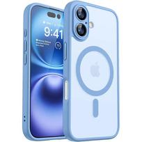 For Magsafe Luxury Armor Shockproof Case For iPhone 17 16 15 14 13 Pro Max Magnetic Wireless Charge Cover Matte Translucent PC iPhone17 Pro Max šviesiai mėlyna spalva