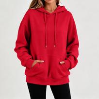 Women's Hooded Sweatshirt Long Sleeve Color Casual Pullover M raudona