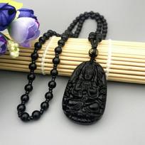 Obsidiano akmens Budos karoliukai grandinės karoliai imituoja nefrito budizmą Bodhisattva Amuletas Talismanas Papuošalai moterims Vyrai Apsaugo Lucky A1 black