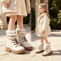 Kids Winter Warm Fleece-Lined Martin Boots Boys Girls Soft Sole Non-Slip Low-Cut Shoes EU 36 brown