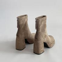 British temperament thick heel Martin boots women's autumn and winter 2026 new high heels with skirt thin short boots 40 gray