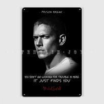 Michael Scofield Metal Plaque Poster Wall Cave Cave Pub Classic Wall Decor Tin Sign Poster 30x40cm(11.8x15.7inch) gray