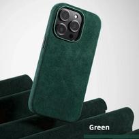 Naujas Prabangus Fur Flush odos audinio telefono dėklas, skirtas iPhone 12 13 14 15 Pro Max zomšinės medžiagos mobiliojo telefono dangtelis For IPhone 14 žalia