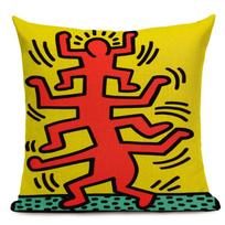 Pop Art Figūrų Grafiti Pagalvės Užvalkalas Spalvingo Abstraktaus Meno Dekoratyvinis Pagalvės Užvalkalas Kvadratinis Lino Mesti Pagalvės Užvalkalas 450mm*450mm black