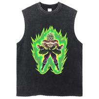 Anime Grafinis Dragon Ball Spaudinys Berankoviai Kasdieniai Marškinėliai Laisvi Marškinėliai Retro Skalbta Japoniško Stiliaus Vyriška Didelio Dydžio Liemenė M green
