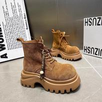 Popular~ Thick-soled retro suede Martin boots ins2025 super fire versatile niche fried street models 40 tamsiai ruda spalva