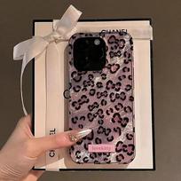 Pink Leopard Print Phone Case for IPhone 16 15 14 Pro Max 13 12 11 Pro Max16e  8 7 Plus SE  XS XR X Tinfoil Pattern Cover For iPhone 16 Pro black