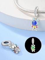 Charms Plata Copper Colors Astronaut In The Starry Sky Beads Charm Pendant For Original Bracelet For Women Diy Jewelry Love Gift white