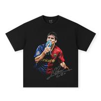 Lionel Messi Barcelona Champions League Golden Boot Signature Oversized T-Shirt | Unisex Soccer Streetwear Tee XL mėlyna