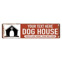 1pc Retro Vintage Aluminum Dog House Sign Custom Text 15.75x3.94 Inch Street Decor for Pet Lovers mėlyna