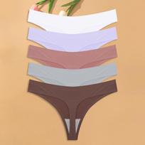 5 vnt./rinkinys Itin plonos besiūlės stringai Moteriški nematomi kelnaitės Ledo šilko apatiniai žemas juosmuo Kvėpuojantys bikini Tamprios G-stringai M white