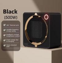 500W elektrinis šildytuvas Keraminis šildymas PTC Karšto oro pūstuvas Namų patalpai Mažas stalo ventiliatorius Žiemos šildytuvas Mažos galios elektrinė karšta viryklė 500W&EU juoda
