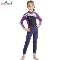 Kids 2.5mm Neoprene Wetsuit Diving Snorkeling Surfing Swimming Warmth Protection Girls Full Suit XXL blue