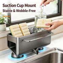 Kitchen Sink Multifunctional Drying Rack for Sponges and Dishcloths, No Drilling Countertop for Dish Soap and Scrubbers One Size gray