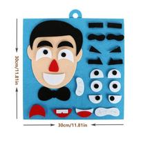 30cm/11.8in Keičiamas veidas 3D dėlionė Juokingas žaidimas Vaikams Montessori Mokymosi Švietimo Žaislai Vaikams Veido Išraiškos Lipdukas black