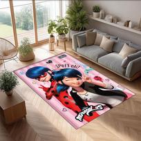 Miraculous Ladybug Crystal Velvet Rug, Soft Anti‑Slip Crystal Velvet Carpet for Living Room Bedroom Home Decor 80cmx120cm gray