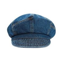 Newsboy Washed Denim Beret Vintage Peaked Hat Korean Octagonal Cap  Outdoor Style 2 blue