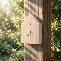 Bird Song Device House-Shaped Ambient Sound Player Motion-Activated for Bathroom beige