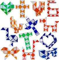 12Pcs Sensory Fidget Snake Cube 24 Blocks Twist Puzzles Toys Magic Ruler Anti Stress Reliever Party Favors Gifts For Kids Adults blue