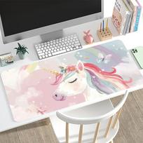 Large Rainybow Unicorn Mouse Pad NonSlip Rubber Base Desk Mat For Keyboard And Computer Gaming Accessories Office 800x300x2mm gray