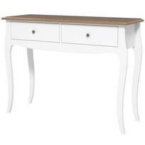 Console Table With 2 Drawers French Style For Hallway Bedroom Living Room 100x35x76.5 Cm White And Dark Brown